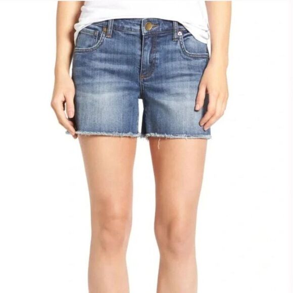 New Kut from the Kloth Gidget Mid-Rise Raw Hem Jean Shorts size 12 - Picture 1 of 13